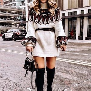 Fair Isle Nordic Sweater Dress
